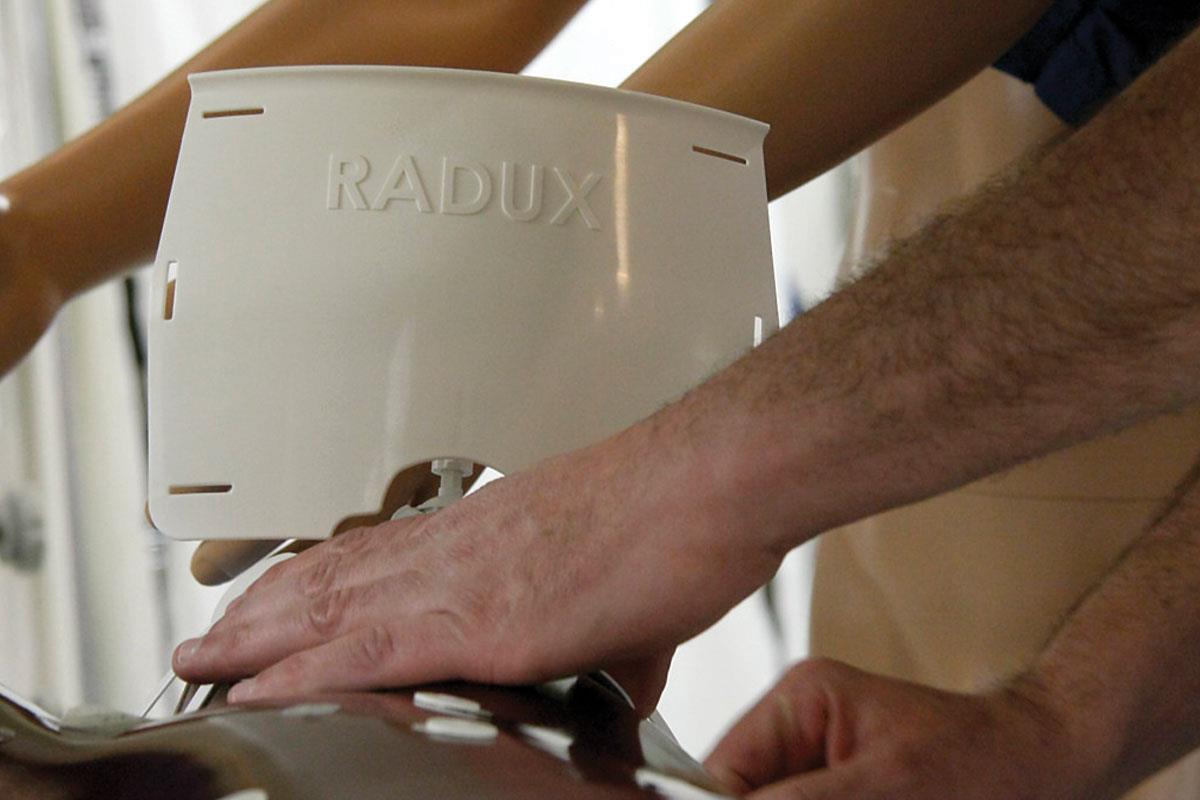 Greg Gordon, MD, founded Radux Devices around two inventions he created—including the Steradian Shield, above—that help protect physicians during fluoroscopic procedures.